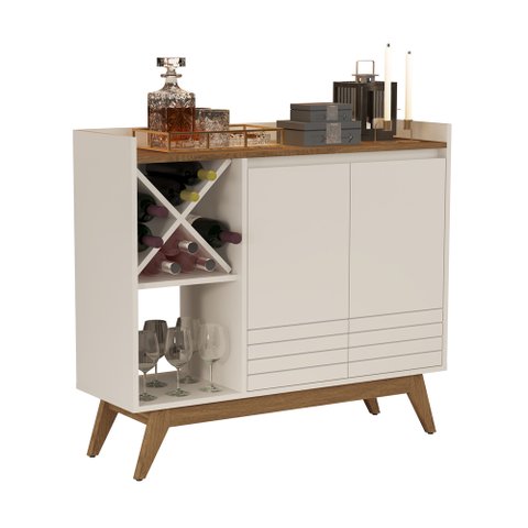 Buffet Aparador 2 Portas Adega Iaris Giga - Off White/freijó