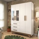 Ver imagem 1 de Guarda Roupa Infantil 4 Portas com Janela 3 Gavetas em MDF Kakau Retrô 