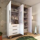 Ver imagem 3 de Guarda Roupa Infantil 4 Portas com Janela 3 Gavetas em MDF Kakau Retrô 