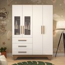 Ver imagem 2 de Guarda Roupa Infantil 4 Portas com Janela 3 Gavetas em MDF Kakau Retrô 
