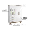 Ver imagem 6 de Guarda Roupa Infantil 4 Portas com Janela 3 Gavetas em MDF Kakau Retrô 