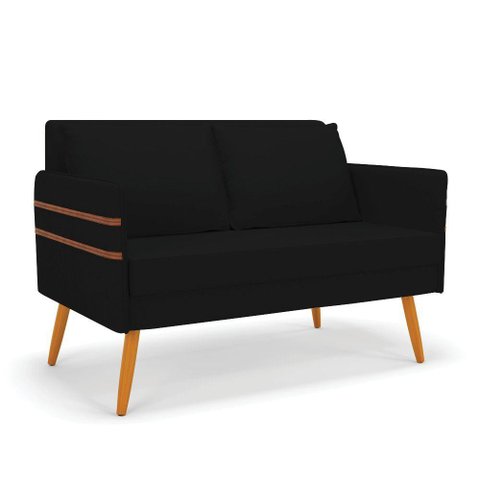 Namoradeira 02 Lugares Mari Linho Preto A79 Castanho