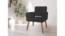 Ver imagem 3 de Poltrona Decorativa Camila Couro Preto Pés Madeira Mz Decor