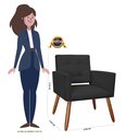 Ver imagem 4 de Poltrona Decorativa Camila Couro Preto Pés Madeira Mz Decor