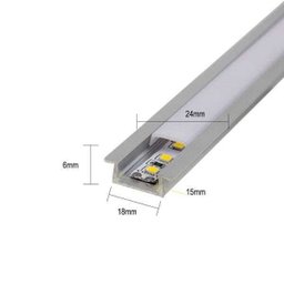Perfil Alumínio Slim 24mm Embutir 2 Metros para Fita Led - 4