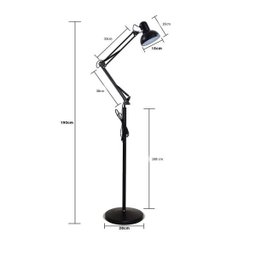 Luminária Abajur pedestal Articulada Chão Metal Lustre Coluna 1,90m - 2