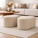 Ver imagem 2 de Kit 2 Puff Feijão Curvo Orgânico Sala Redondo Confortável Moderno Suede Bege