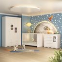 Ver imagem 2 de Quarto de Bebê Completo com Berço 3 em 1 com Colchão Incluso Serena Multimóveis Mp4535 Branco