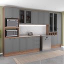 Ver imagem 1 de Cozinha Completa com Balcão Milla Pier 17 Portas 3 Gavetas 380cm Nogal com Cinza Titânio Móveis