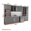 Ver imagem 5 de Cozinha Completa com Balcão Milla Pier 17 Portas 3 Gavetas 380cm Nogal com Cinza Titânio Móveis