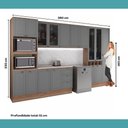 Ver imagem 2 de Cozinha Completa com Balcão Milla Pier 17 Portas 3 Gavetas 380cm Nogal com Cinza Titânio Móveis