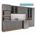 Ver imagem 7 de Cozinha Completa com Balcão Milla Pier 17 Portas 3 Gavetas 380cm Nogal com Cinza Titânio Móveis