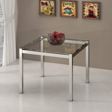 Mesa Quadrada com Tampo em Vidro Califórnia 