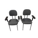 Ver imagem 1 de Kit 2 Cadeira Palito com Braço Regulável para Recepção Sala de Espera Tecido Cinza Preto