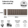 Cabeceira King Veludo Cinza Placa Modulada Estofada Ripada Adesiva - 5