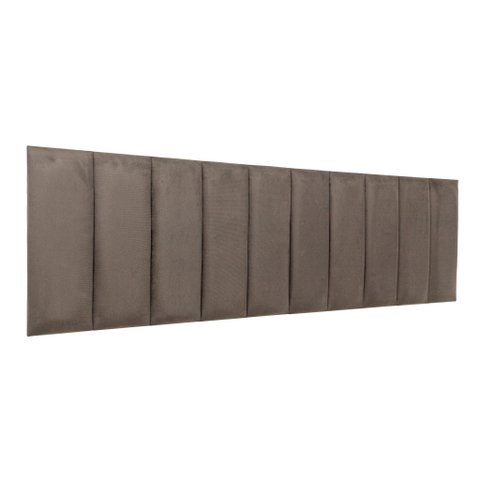Cabeceira King Veludo Cinza Placa Modulada Estofada Ripada Adesiva