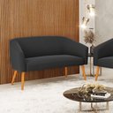 Ver imagem 2 de Namoradeira 02 Lugares Stella Suede Pés Palito Castanho - D’Rossi - Preto