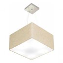 Ver imagem 3 de Lustre Pendente Quadrado Md-4195 Cúpula em Tecido 25/40x40cm Rustico Bege - Bivolt