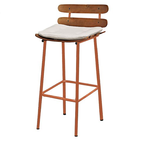 Banqueta Alta Costela Decorativa Assento em Tecido Suede - Base Bronze Bege
