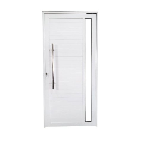 Porta Pivotante de Alumínio Branco com Puxador e Vidro Linha 30 Roma - Direita / 210 x 100