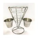 Ver imagem 3 de Petisqueira Cone Com Molheira Porta Batata Frita Inox