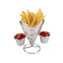 Ver imagem 1 de Petisqueira Cone Com Molheira Porta Batata Frita Inox
