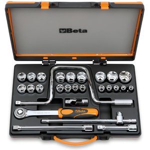 Jogo de Soquetes Estriados 1/2'' com Acessórios Catraca Chave Manivela 920b/c21 Beta
