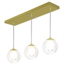 Ver imagem 1 de Pendente Retangular Triplo Dourado Harmony Bolinha Vidro