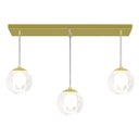 Ver imagem 2 de Pendente Retangular Triplo Dourado Harmony Bolinha Vidro