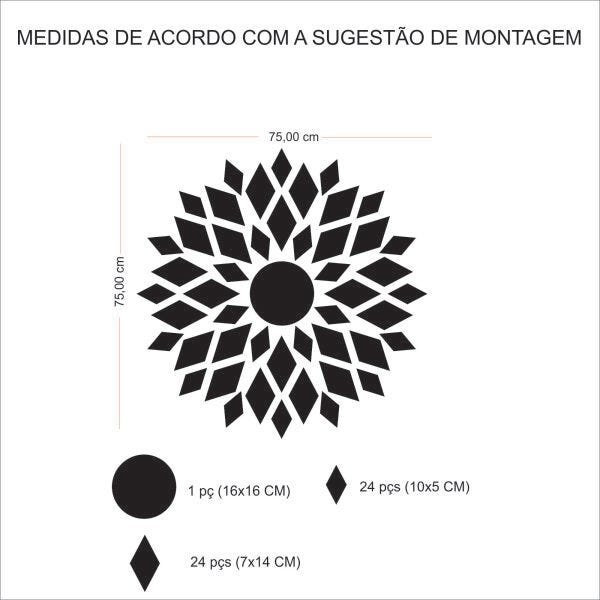 Espelho Decorativo Acrílico Enfeite Mandala 75x75 cm 38194 - 7