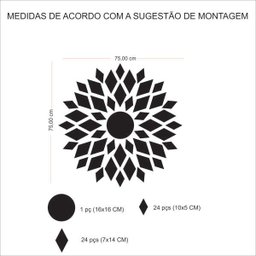 Espelho Decorativo Acrílico Enfeite Mandala 75x75 cm 38194 - 7
