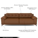 Ver imagem 3 de Sofá Living 4 lugares 272cm Agostino Pés Design em Ferro Couro Caramelo Manchado G52 - Gran Belo