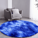 Ver imagem 1 de Tapete Sala Felpudo Peludo Mesclado Azul Redondo 60 cm