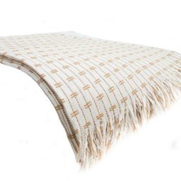 Manta 100% Algodão Casal 2,40x1,80m - Bege com Caramelo - 1