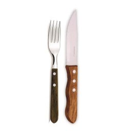 Faqueiro Churrasco Com 12 Peças - Faca Jumbo Cabo De Madeira - 1