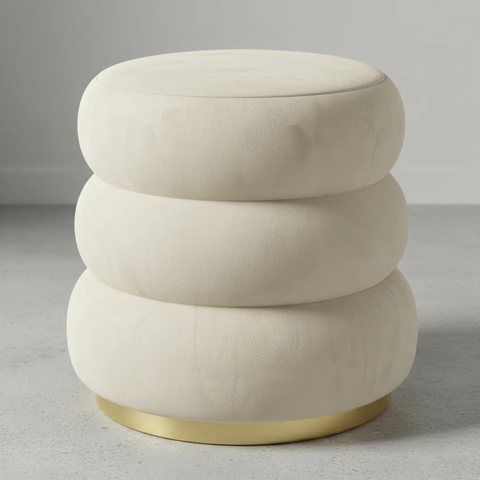 Puff Banqueta Decorativo Luxo Versatil Cookie Zahav Estofado:bege