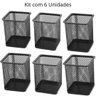 Porta Caneta, Lápis, Aramado, Quadrado, Preto, 10x8cm, Kit 6 Unids - 5