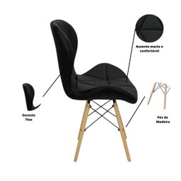 Kit 6 Cadeiras Estofada Eiffel Slim Wood Pés de Madeira Preto - 4