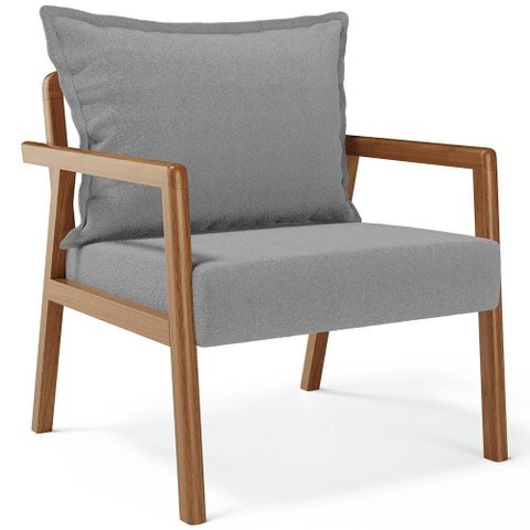 Poltrona Decorativa para Sala de Estar e Living Alícia B04 Bouclê Cinza