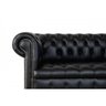 Sofá Chesterfield de Couro Natural 3 Lugares Preto - 2