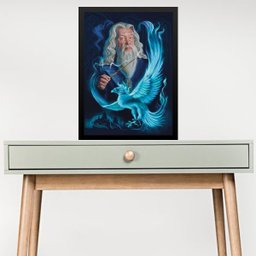 Quadro Arquétipo Mago com Fênix 45x34cm:moldura Branca - 1