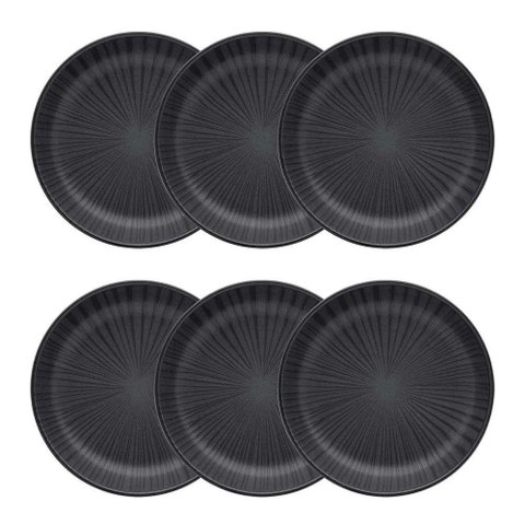 Conjunto de Pratos Fundos 06 Peças Flat Ônix Oxford