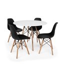 Ver imagem 1 de Kit - Mesa Redonda Eames 90 Cm Branco + 4 Cadeiras Eiffel Dsw Preto