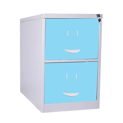 Gaveteiro Arquivo De Aço 2 Gavetas P/ Pasta Suspensa C/ Chave Azul Claro