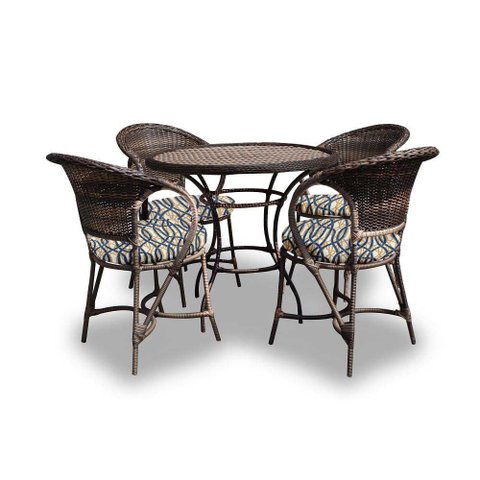 Conjunto de Mesa Fibra Sintética Amsterdã - 4 Poltronas + 1 Mesa - Tecido Corda Náutica