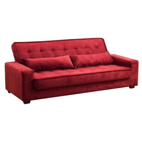 Sofá Cama 3 Lugares Speciale Montana Suede Pena Vinho Drossi