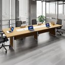 Ver imagem 2 de Mesa de Reunião 360m Corporativa 6 Pessoas com Caixa de Tomadas Corporate Marrom/Macadâmia/Branco