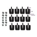 Ver imagem 1 de Kit com 12 Mini Pés Preto 3 Cm C/ Porcas P/ Cama Box Baú Queen King