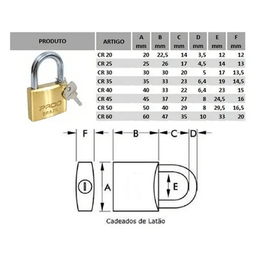 Cadeado Pado 20 Mm Mesma Chave Segredo Com 5 Unidades CADEADO LT-20MM SEGREDOS IGUAIS S1 - 5