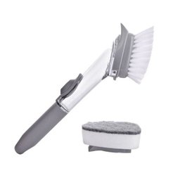 Escova de Limpeza 2 em 1 Dispenser Detergente Esponja Limpa Cozinha Louça kit com 9 - 1